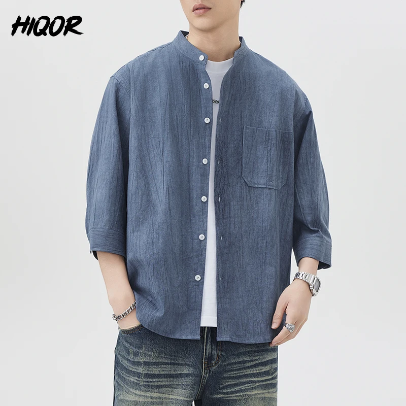 

New Men's Business Casual Short Sleeved Shirt No Iron and Wrinkle Resistant Tops Striped Cardigan with Pockets Vintage Shirts