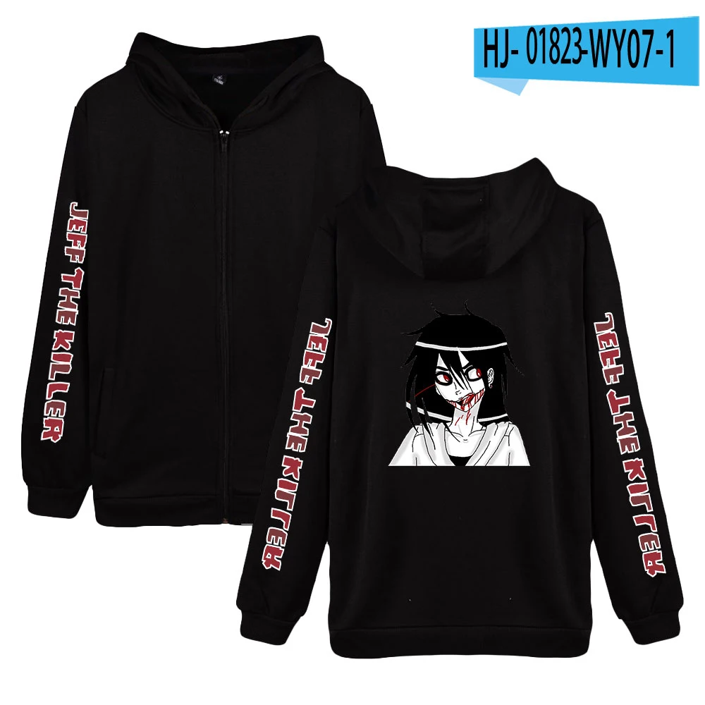 Men Hoodie Jeff The Killer 2D Zipper Hoodies Sweatshirt Warm Long