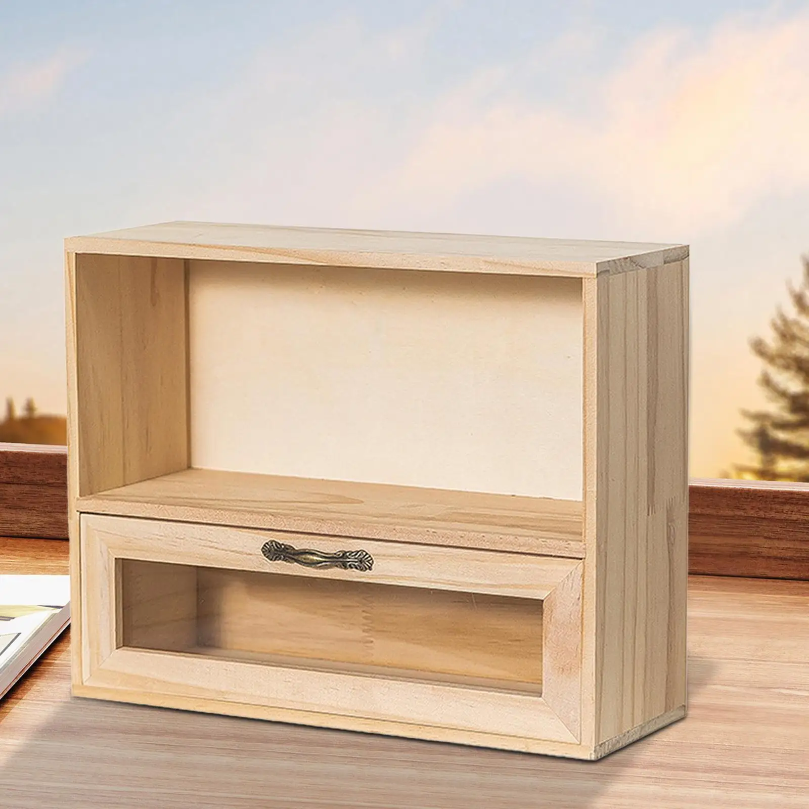 Desktop Storage Cabinet Shelf Display Case for Collectibles Perfume Toys