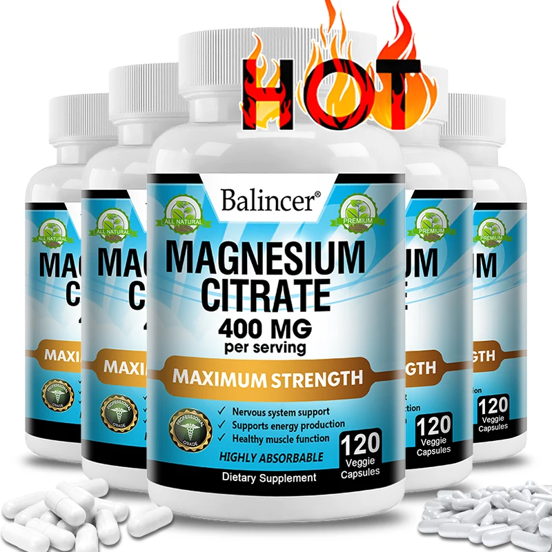 Magnesium Citrate 400 Mg - Supplement for Stress, Relaxation, Bone, Sleep, Heart Health, Nerve, Muscle & Metabolism