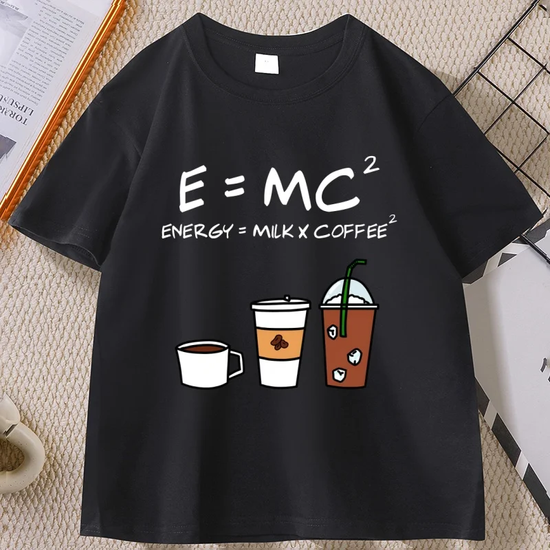 Funny Coffee Equation Energy Milk T-shirt for Men Women Casual Short Sleeve Round Neck Printed Tshirts Unisex Summer Clothes