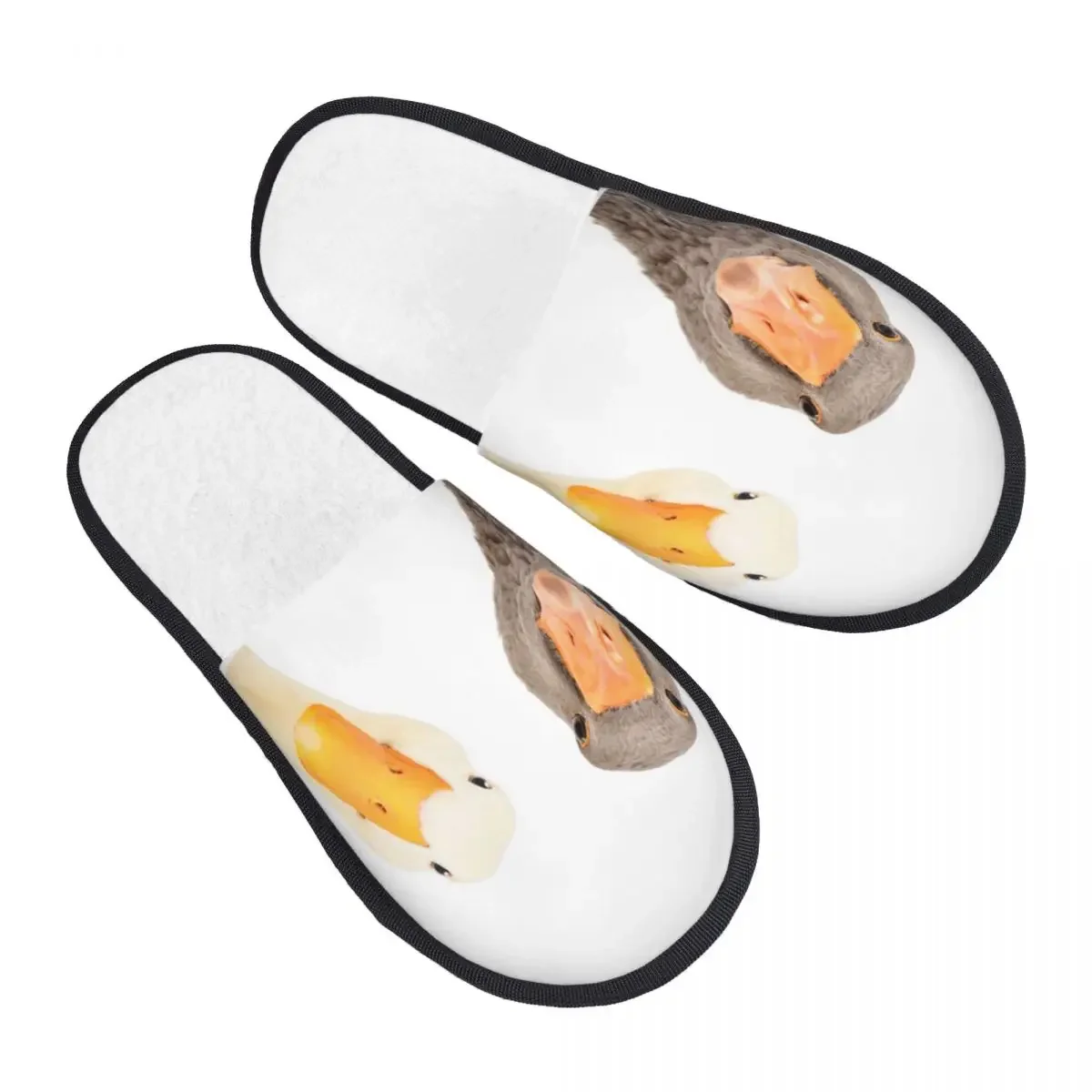 Soft Slippers Portrait Of Funny Goose And Duck Non-Slip Floor Indoor Home Furry  Shoes For Bedroom