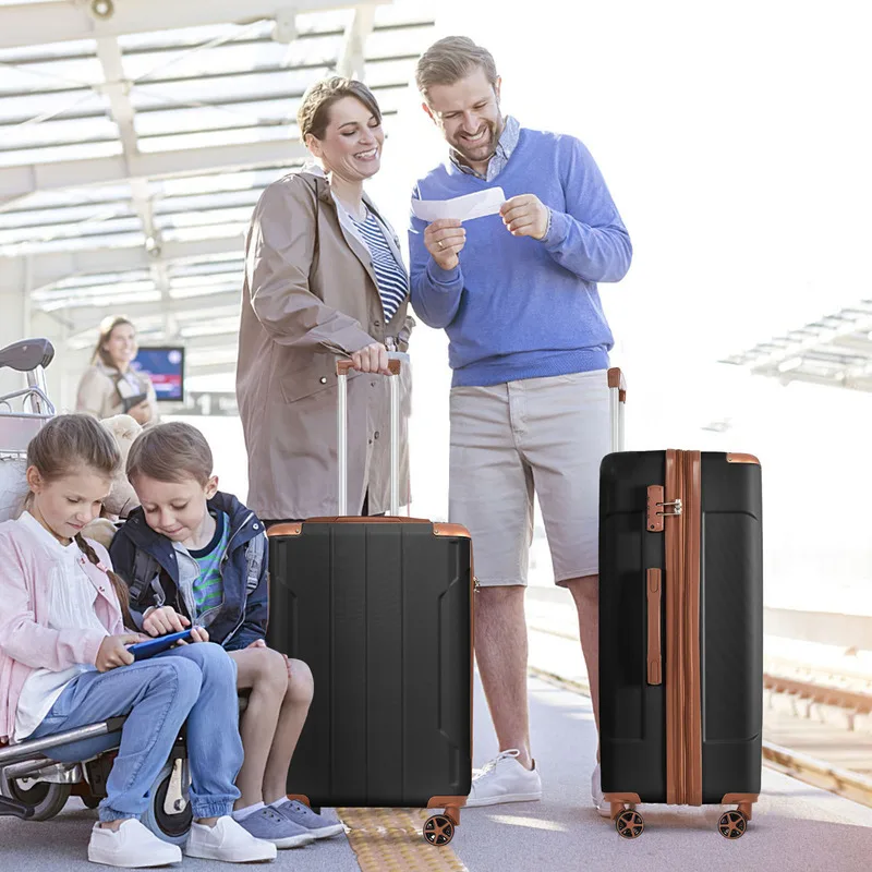 

Hardshell Lage Lightweight Durable ABS Suitcases With Double Wheels Expandable 28 Inch Checked Lage Double Telescopic Handle