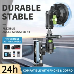 V Log Style 360 Adjustable Sefie Stick for Mobile Phone and Action Camera with Suction Cup Mount for Car