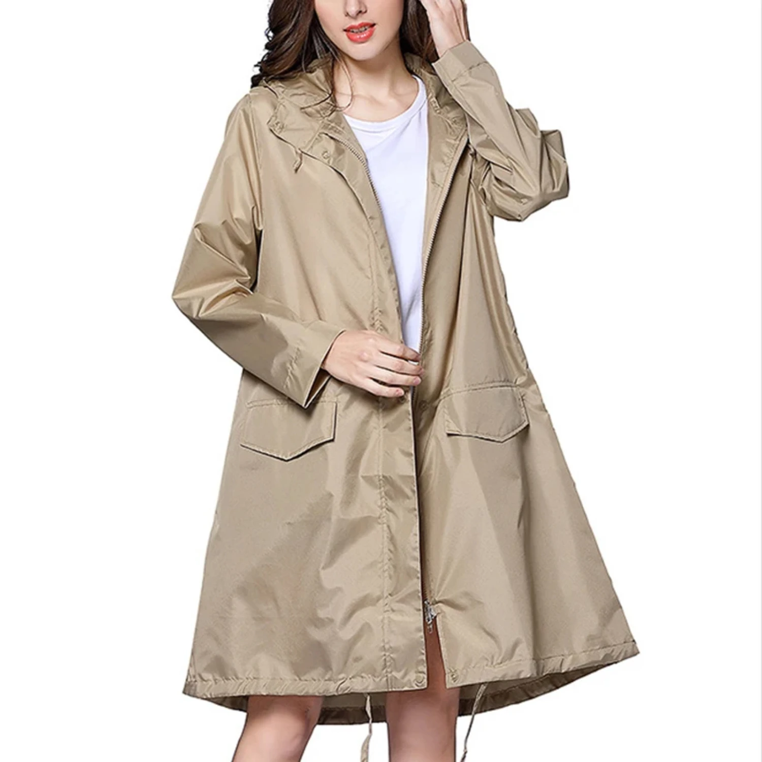 Women Raincoat Men Windbreaker Rain Clothes Hooded Poncho Portable Windproof Zipper Motorcycle Rainwear Adult Rain Jacket