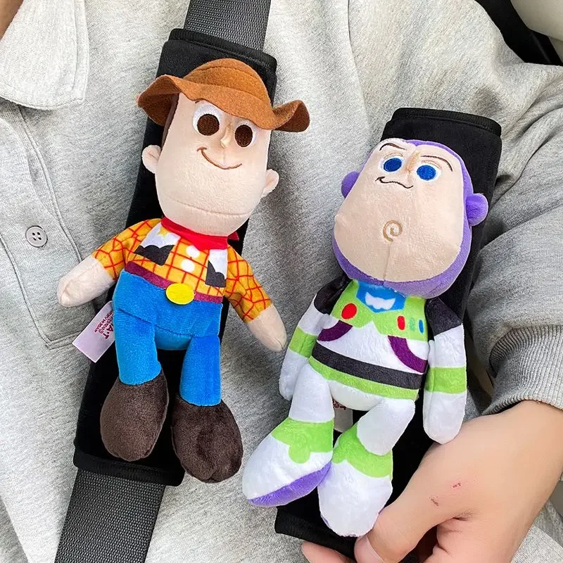 Cute Toy Story Woody Buzz Lightyear Personalized Creative Cartoon Doll New Car Soft and Comfortable Seat Belt Shoulder Cover