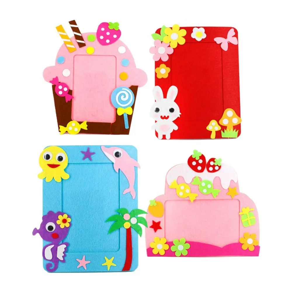 Cartoon Animal Non-woven Picture Frames Handmade Educational Applique Sewing Set Sewing Craft Kit Woven Cloth