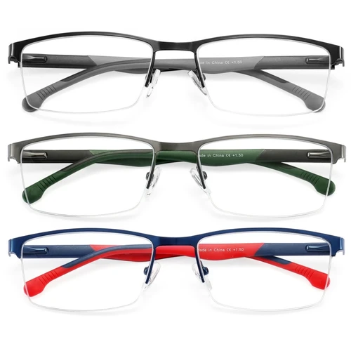 Imagen 1 del producto MODFANS-gafas de lectura con bloqueo de luz azul para hombre, marco de Metal ligero, lectores de ordenador, lentes HD, gafas de presbicia, paquete de 3