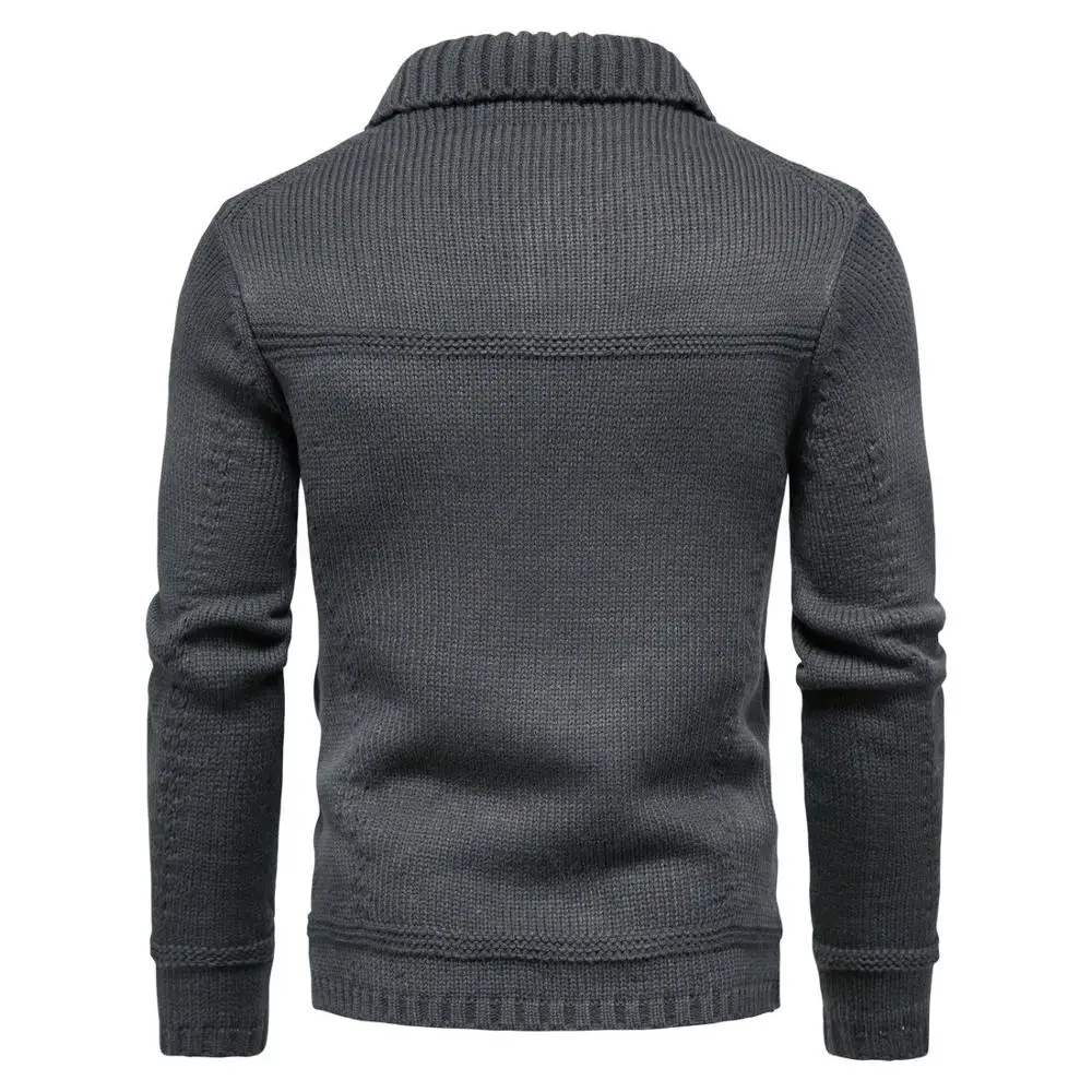 Suéter de punto para hombre, chaqueta cálida y más gruesa en invierno, cárdigan de manga larga, cárdigan de lana con solapa para hombre, ropa de