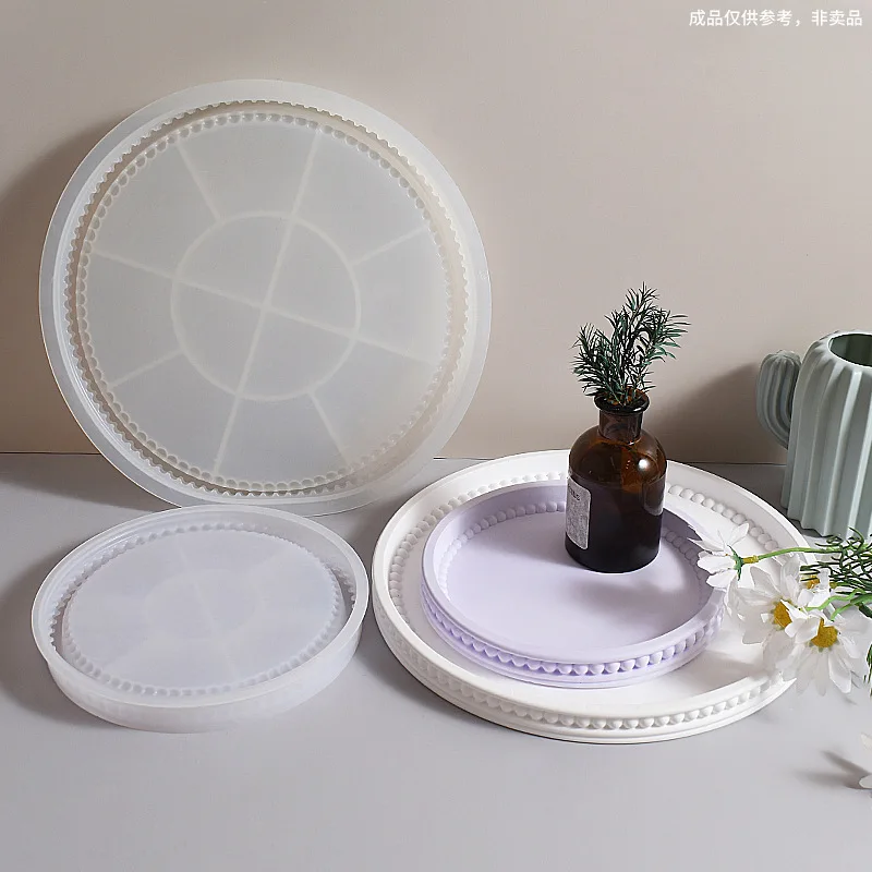 

2 шт. силиконовые формы с пузырьковыми бусинами для круглого подноса, пластины для подставки из смолы и штукатурки, декор для рукоделия