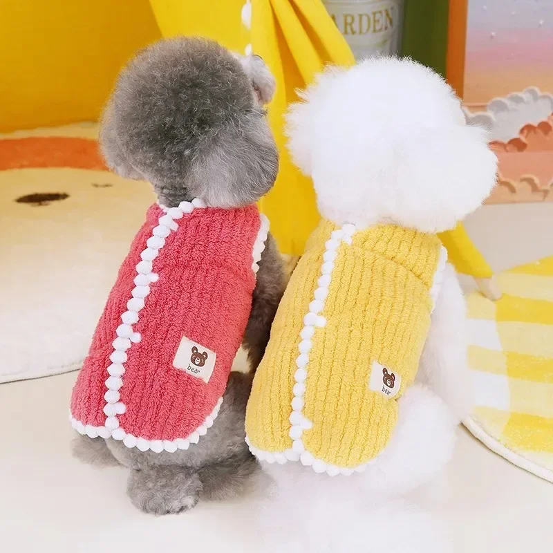 Soft Dog Cat Jacket Vest Winter Dogs Clothes Teddy Chihuahua Coat French Bulldog Apparel for Small Mid Dogs Puppy Warm Clothing