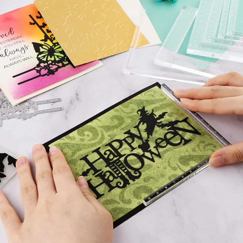 7Pcs/Set Paper Card Corners Helpers Positioning Tools Set Scrapbooking Acrylic Rulers To Make Lining Up Card Layers Kit