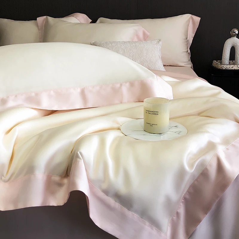 

4Pcs Natural Bamboo Fiber Super Soft Silky Cool Feeling Skin-friendly Bedding Set Duvet Cover Bed Sheet/Fitted Sheet Pillowcases