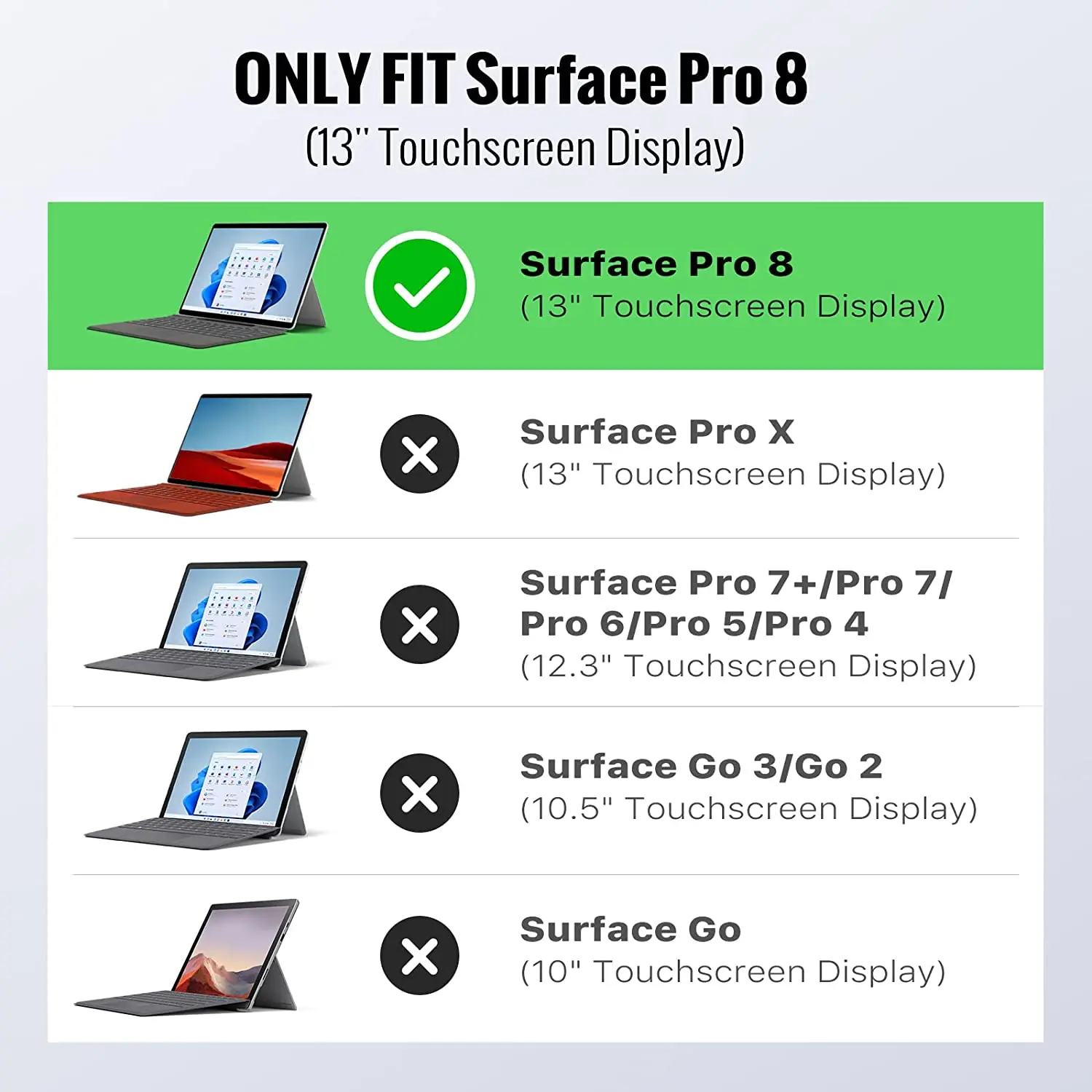 Étui pour Microsoft Surface Pro 8 13 "écran tactile 2021 libération tablette tout-en-un housse de protection robuste avec dragonne