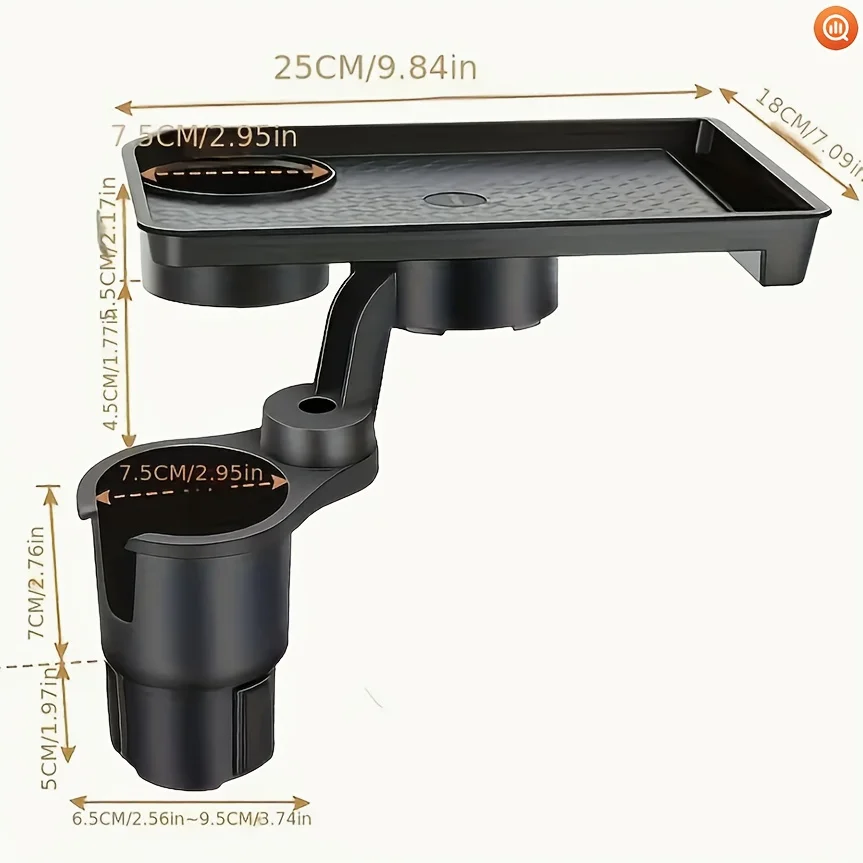Stable car tray organizer! Multi functional cup holder and tray with dual slots and storage space