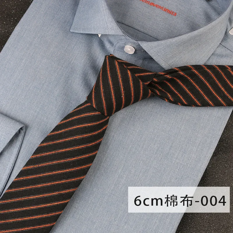الرجال عارضة بلون مخطط 6 سنتيمتر ربطة عنق قطن الأعمال العمل المهنية ملابس رسمية الذكور ربطات العنق الملابس والاكسسوارات