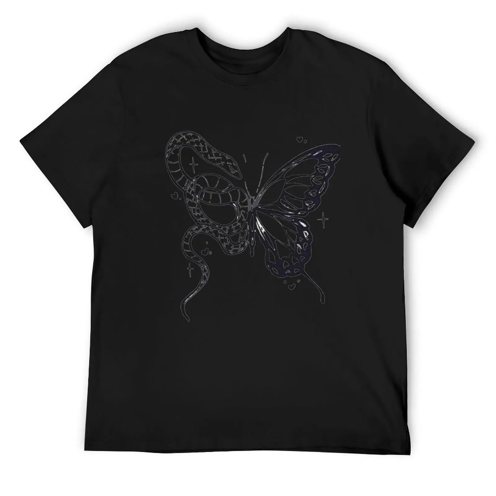 Butterfly-Snake T-Shirt korean fashion plus size tops black t-shirts for men