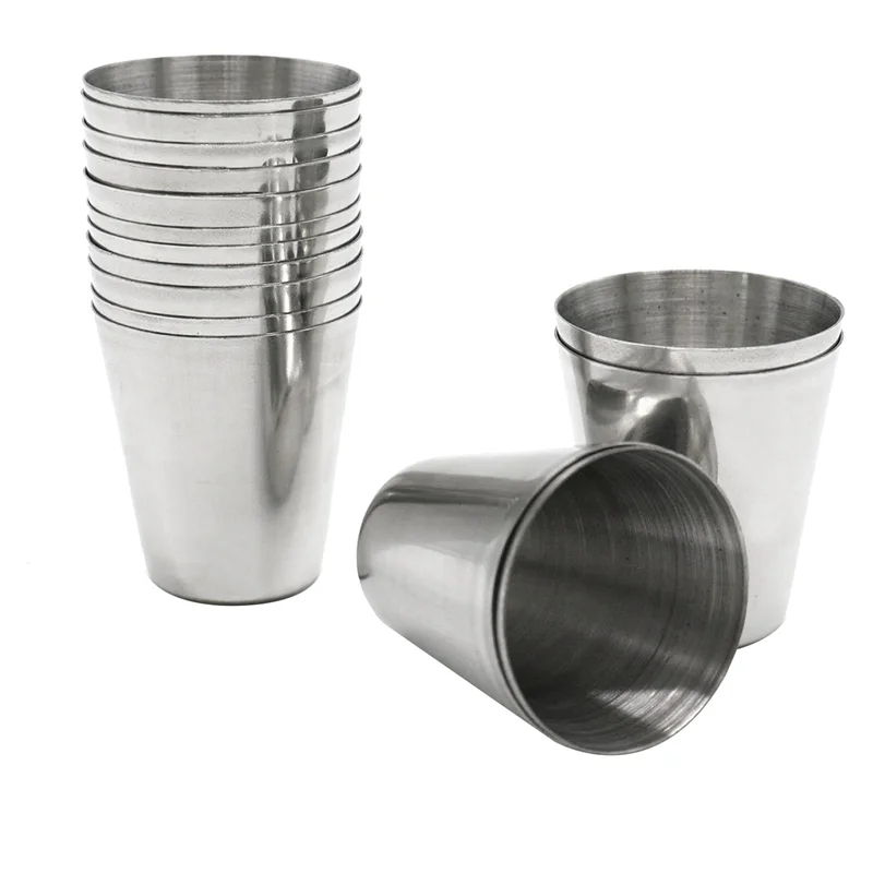 ABUN-30 Uds vasos de chupito de acero inoxidable recipiente para beber, taza de té y café de viaje para acampar de 30Ml(1Oz), para licor de whisky Tequila