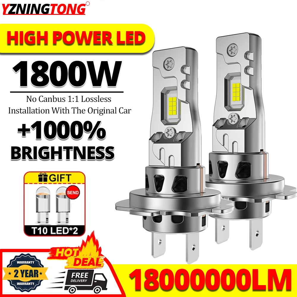 

H7 LED Headlight Canbus for Car 1800W Motorcycle Automobile H4 Led HeadLamp Turbo Light Bulb 12V SUV ATV Fog Lamp 1800000LM 24V