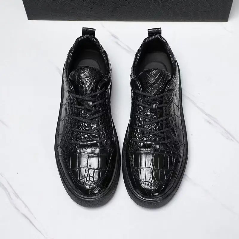 

2025 new arrival Fashion Crocodile Skin causal shoes men,male Genuine leather sneakers pdd551