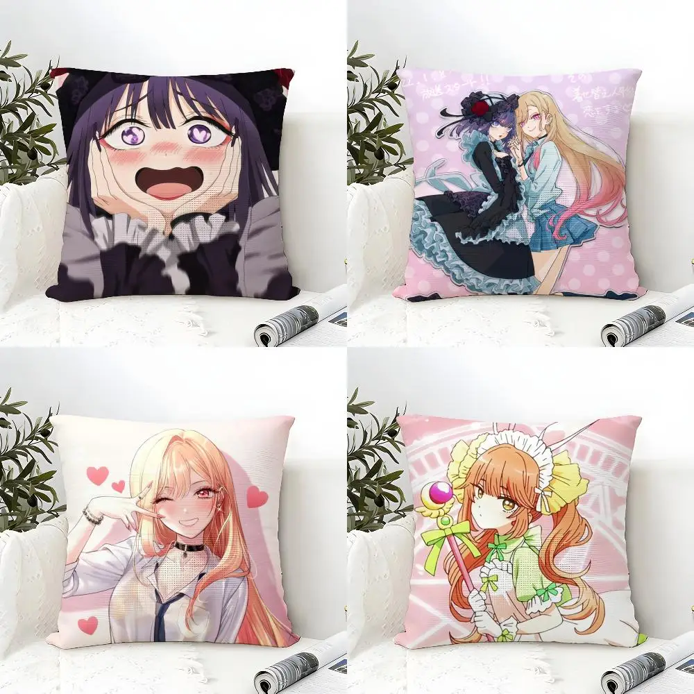 Cartoon Anime My dress up darling Movie Sticky Pillow Case linen pillow case sofa home decor cushion cover cushion cove