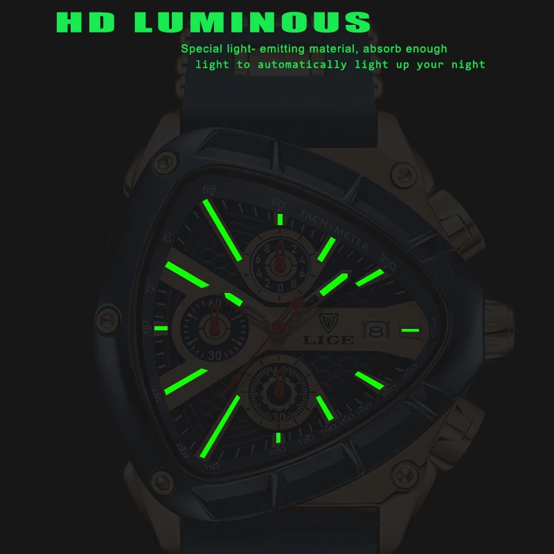 LIGE ساعات كوارتز رجالية فاخرة مقاوم للماء كرونوغراف مضيئة ساعات عادية ساعة رجالي ساعات رجالي عسكرية reloj hommes