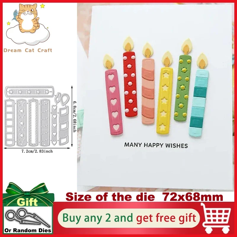 Carte di buon compleanno Candele Fustelle in metallo per scrapbooking Stencil Mestiere Coltello di carta Stampo Lama Punch Card Making Fustellatura