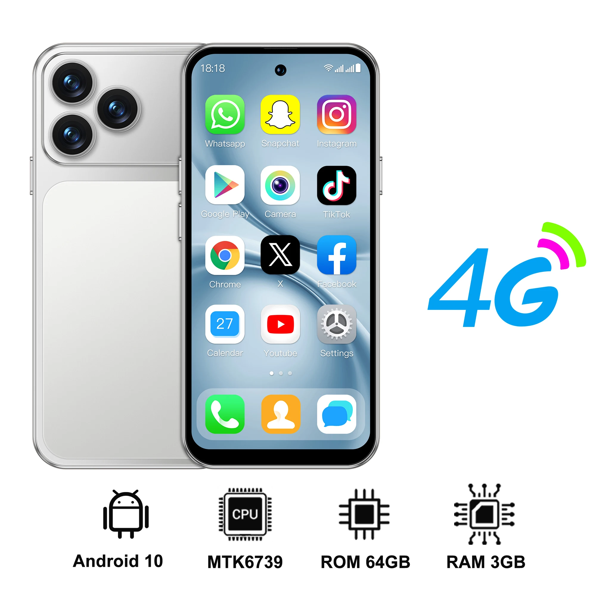 2026 NIEUWE SERVO 4G LTE Mini Smartphone Android OS 2/3GB+16/64GB Play Store Gezichtsontgrendeling WiFi 4.5" Kleine Smartphones 2 SIM Standby