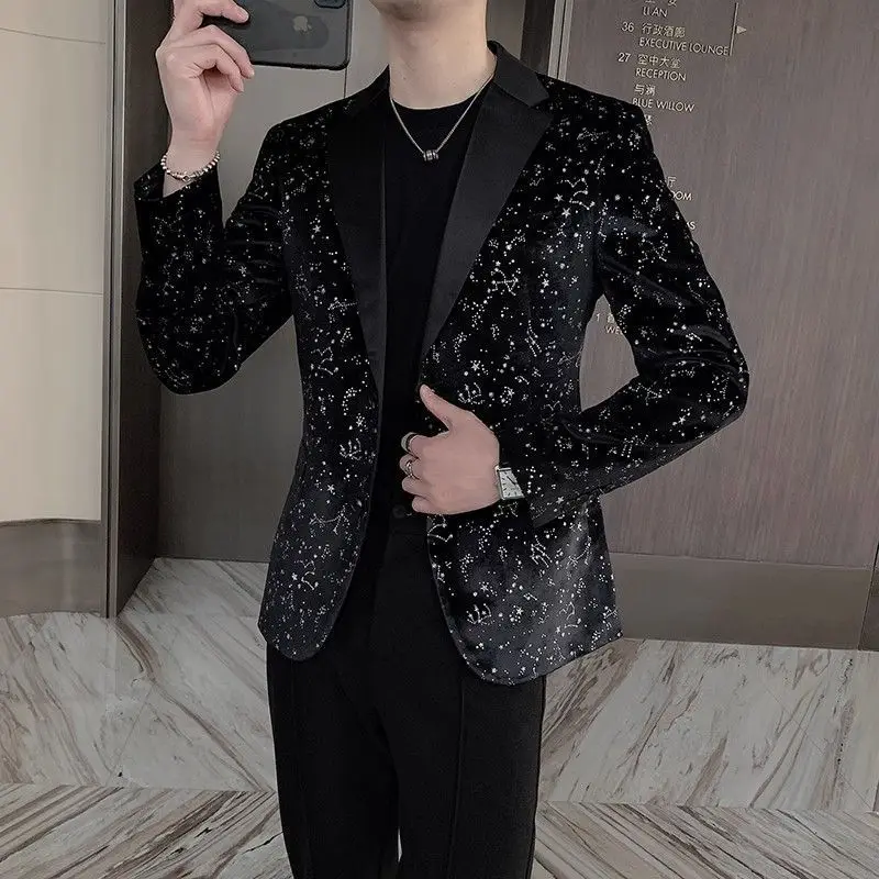 Men's Clothing Spring and Autumn high quality Stars Casual Suit Jacket Korean Slim-fit Handsome Suit Top