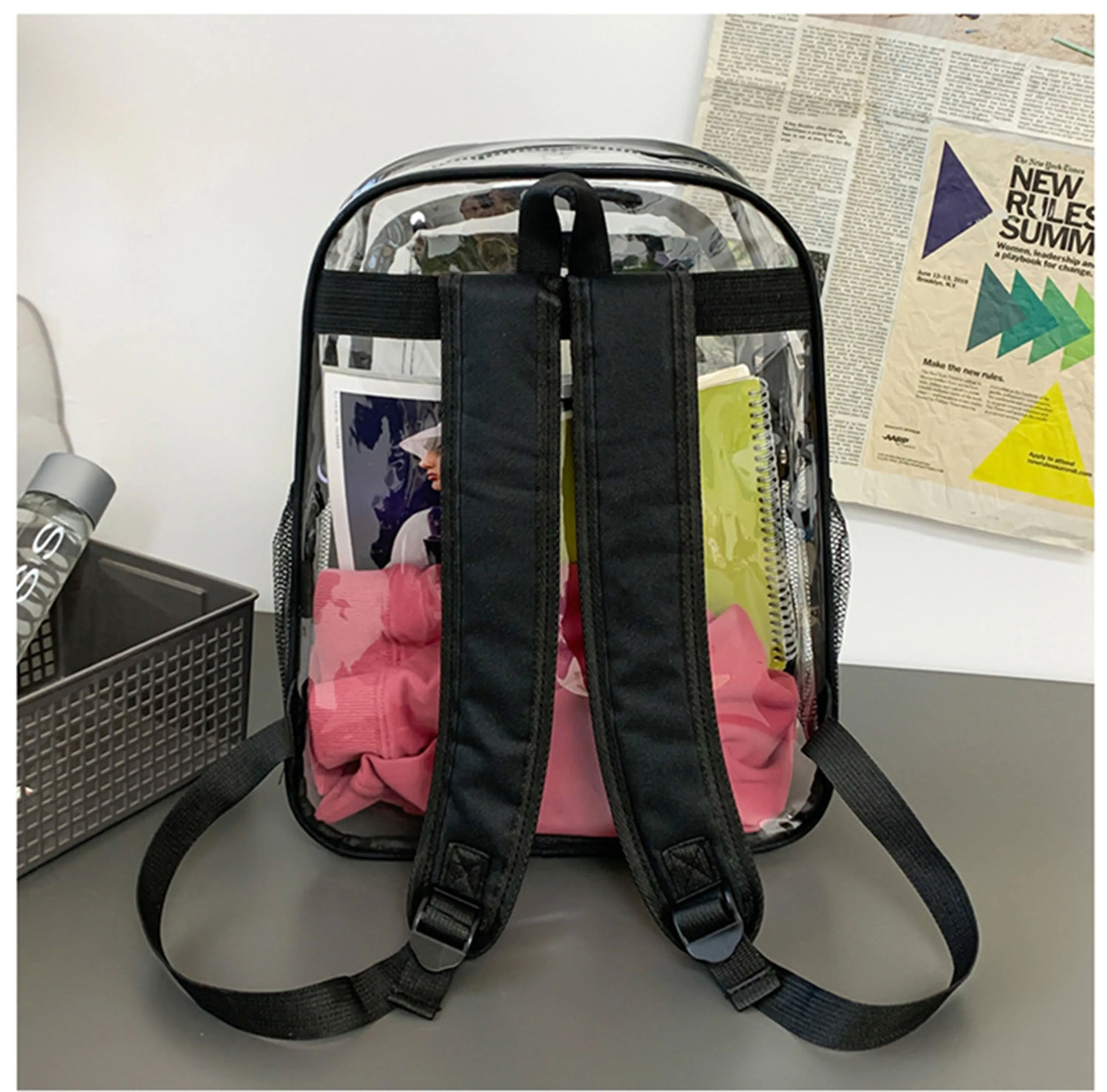 PACKISM Clear Backpack for School Large Heavy Duty Clear Bookbag, See Through PVC Backpacks (for age 12 above)