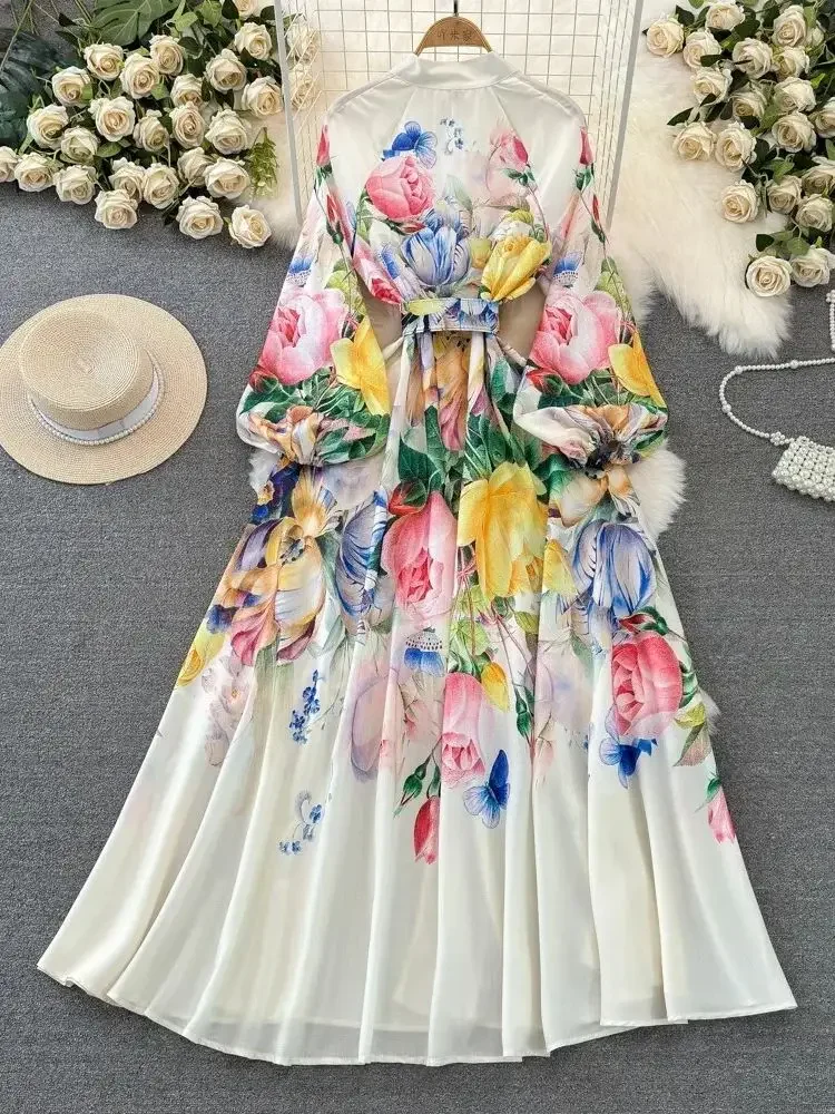 50s formal dresses Women's Cornelia White Multi Cotton Getaway Maxi Dress | Size: L