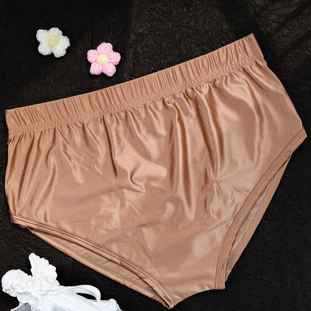 Unisex Oil Glossy Shiny Ice Silk Satin Lingerie Tight Elastic Panties Plus Size Underwear Soft Silky Sexy Briefs image 2