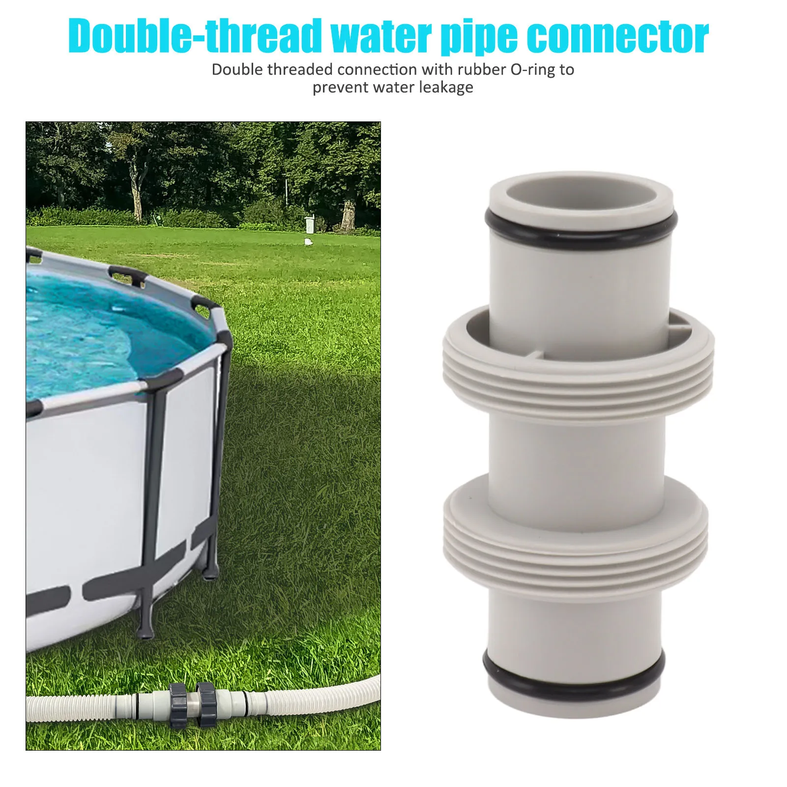 Pool Hose Adapter 1.5in To 1.5in Elastic Rubber  Convenient Efficient Pool Hose Connector Antileak Plastic for Salt System
