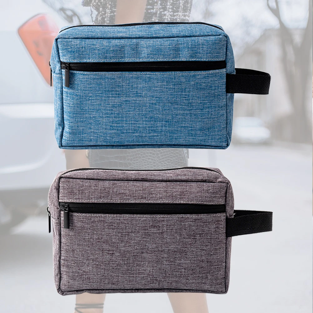 

2pcs Waterproof Bags Durable Cloth Material Zipper Closure Travel Wash Bag For Women Portable Storage Bag For Lipstick