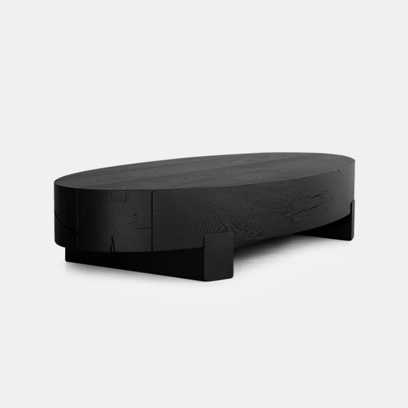 

Nordic minimalist retro solid wood coffee table, creative wabi-sabi black log coffee table