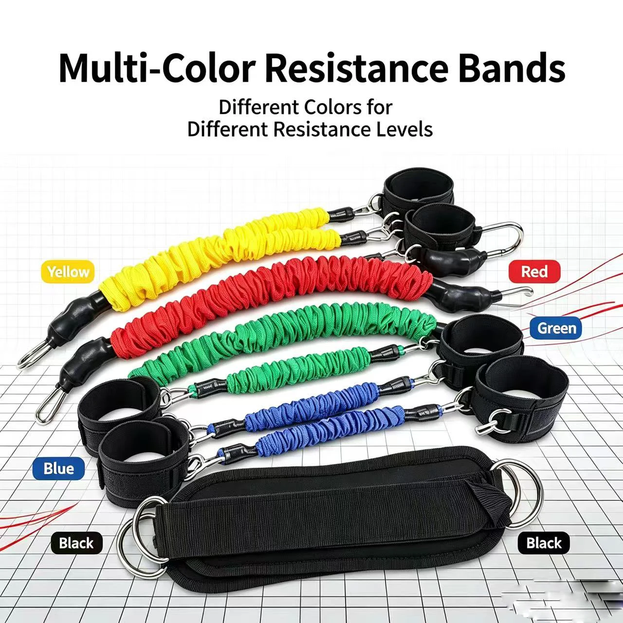 Taekwondo Training Belt Thicken Elastic Resistance Bands Latex Anti-Break Ankle Pull Rope Physical Strength