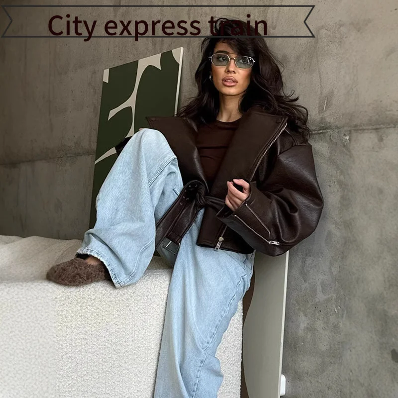 

Женское весеннее модное пальто-кардиган из искусственной кожи с отложным воротником, приталенное, с поясом, длинный рукав