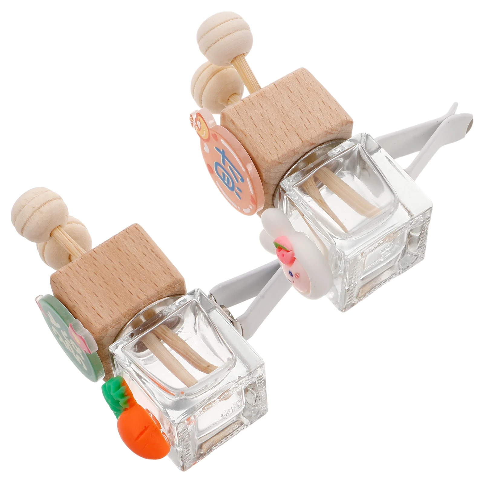 

2Pcs Car Air Diffuser Freshener Refillable Mini Perfume Bottle Essential Oil Vent Clip Durable Stylish Interior Decor