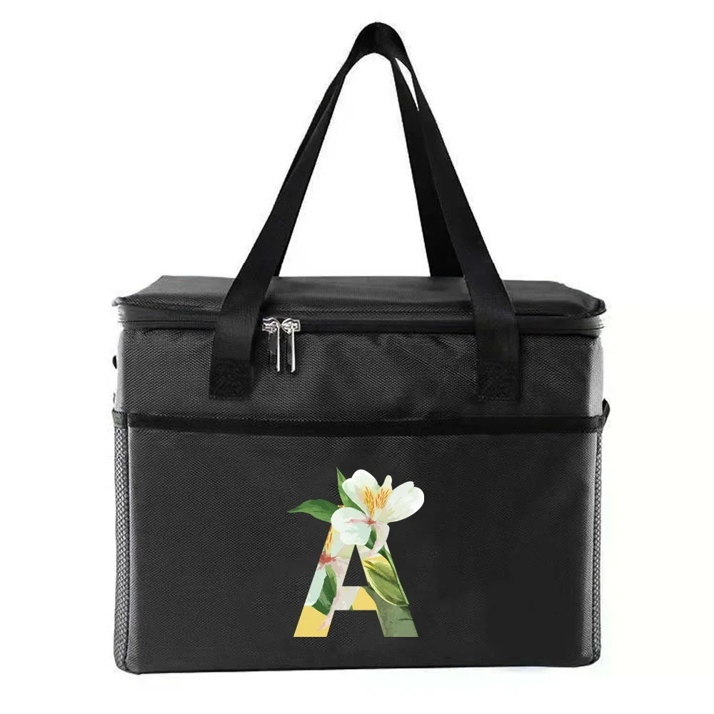 Cooler Bag Lunch Bags Waterproof Oxford Portable Zipper Thermal Bento Bags Printing Floral Series Insulated Camping Picnic Bag