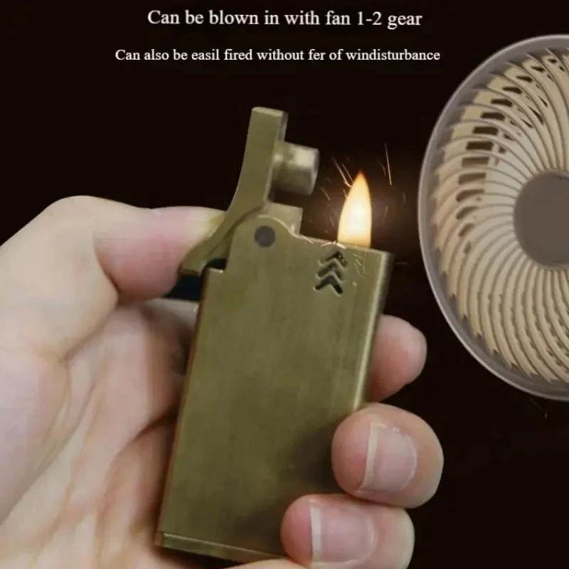 

Handmade kerosine lighter with pure copper design, one click ejection press cigarette lighter tool, portable retro classic gift