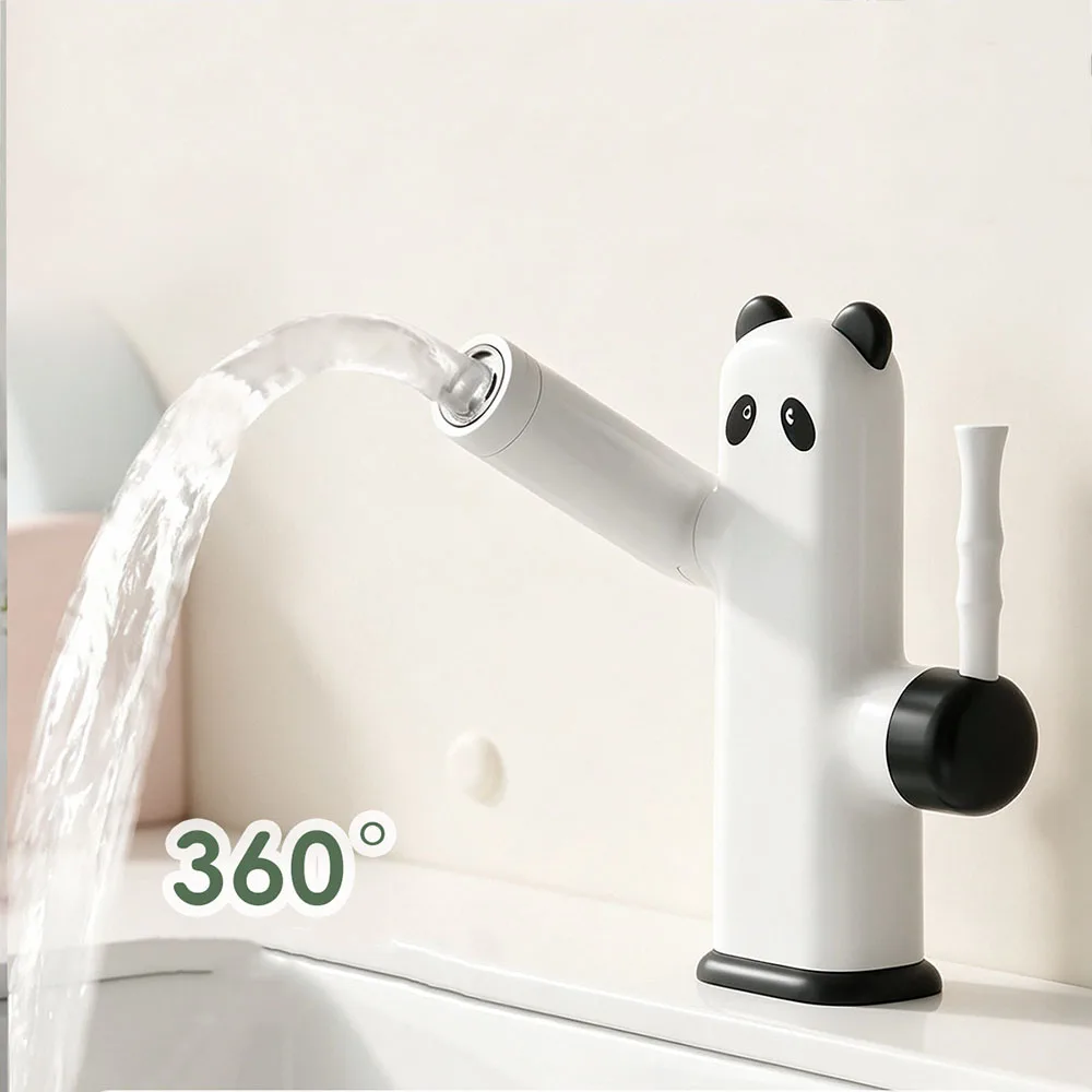 Cartoon Panda Bathroom Faucet Zinc Alloy ABS Ceramic Valve Core Single Handle Cold Hot Mixer Tap Home Bathroom Decor Faucet