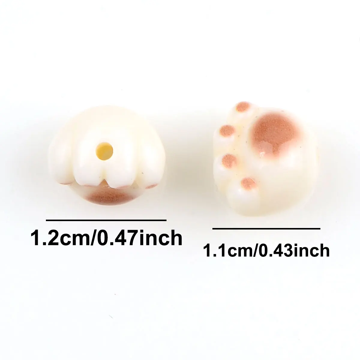 1.2x1.1cm 15pcs Kawaii Cartoon Brown Cat Paws Acrylic Beads DIY Jewelry Makeing Bracelet Necklace Earrings Accessories