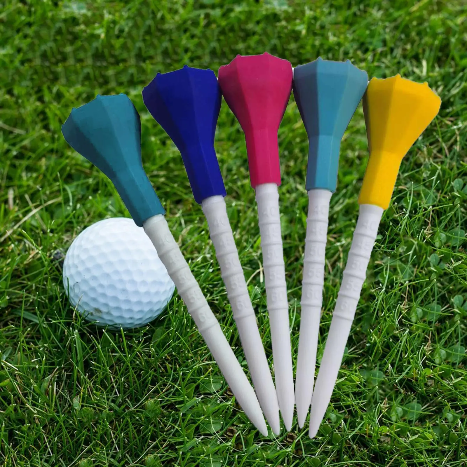 

5x Plastic golf professional tees Unbreakable Rubber Tee