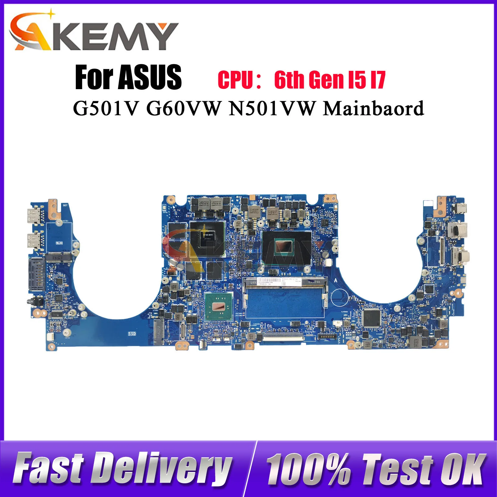 Placa base para portátil N501VW para ASUS ROG N501V N501VW G501V con CPU I5 I7, 100% probada, envío rápido, en stock.