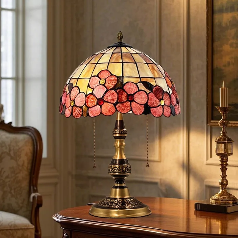 جميع مصابيح مكتبية على شكل قذيفة نحاسية لغرفة المعيشة، مصباح بجانب السرير لغرفة النوم الأمريكية الرجعية الأوروبية الرومانسية الدافئة لهدايا الزفاف وغرفة النوم #2