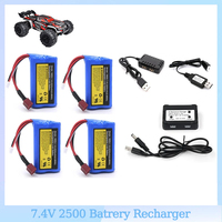 2S 7.4V Lipo battery for SCY 16010 16102 16103 JJRC Q130  RC car battery spare parts 7.4v 2500mah RC Cars Boats Trucks Battery