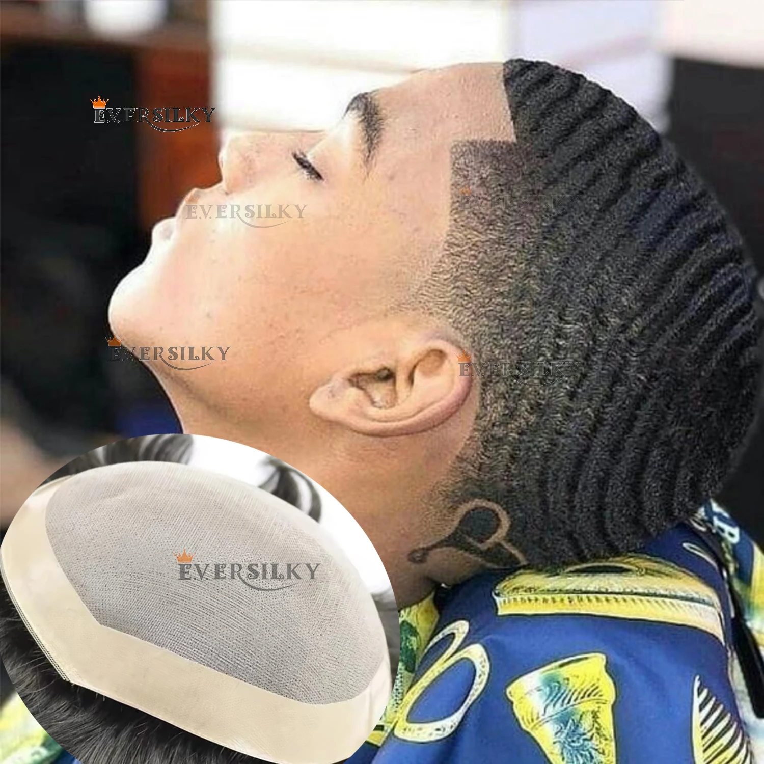 

10mm/12mm/8mm 360 Deep Wave Breathable Fine Mono Black 100% Human Hair Men's Afro Hairstyle Toupee for Hairloss Males Prosthesis