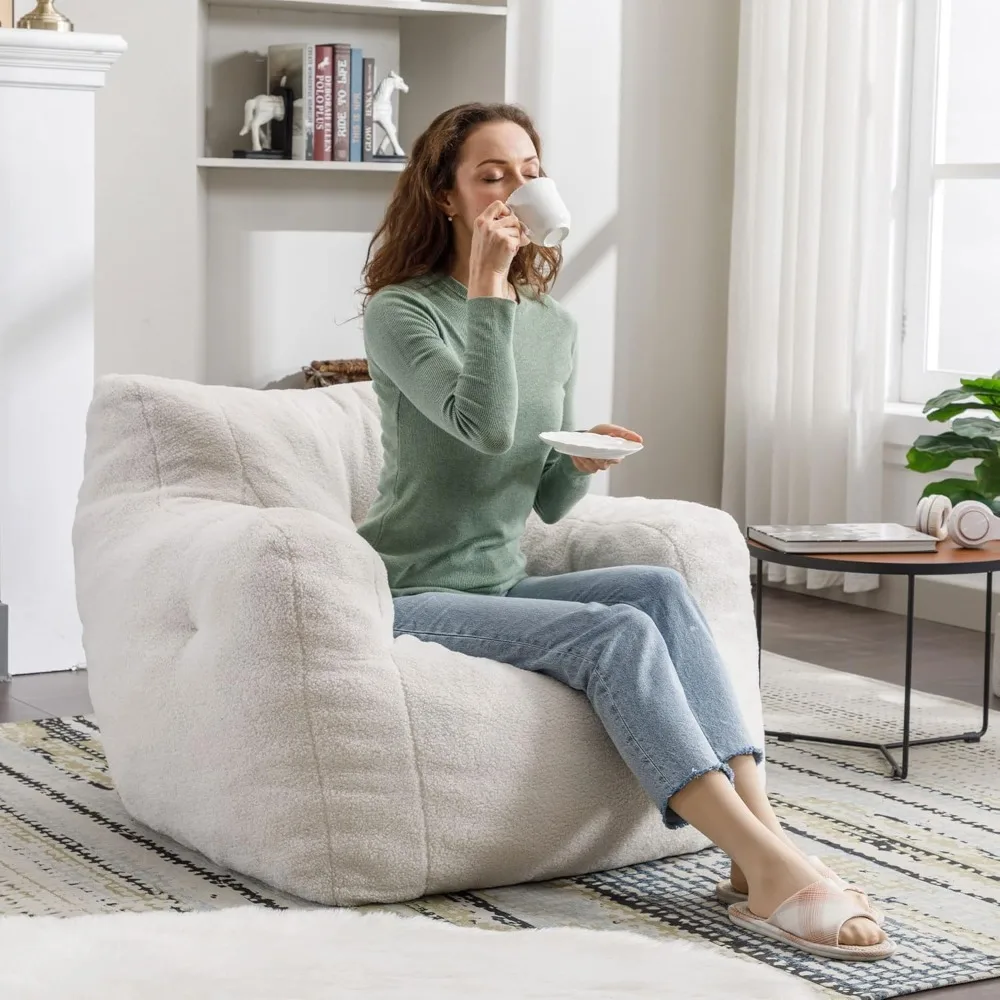 Bean Bag Chairs, Tufted Soft Stuffed with Filler, Fluffy and Lazy Sofa, Imperial Lounger Giant Chair for Bedroom, Living Room