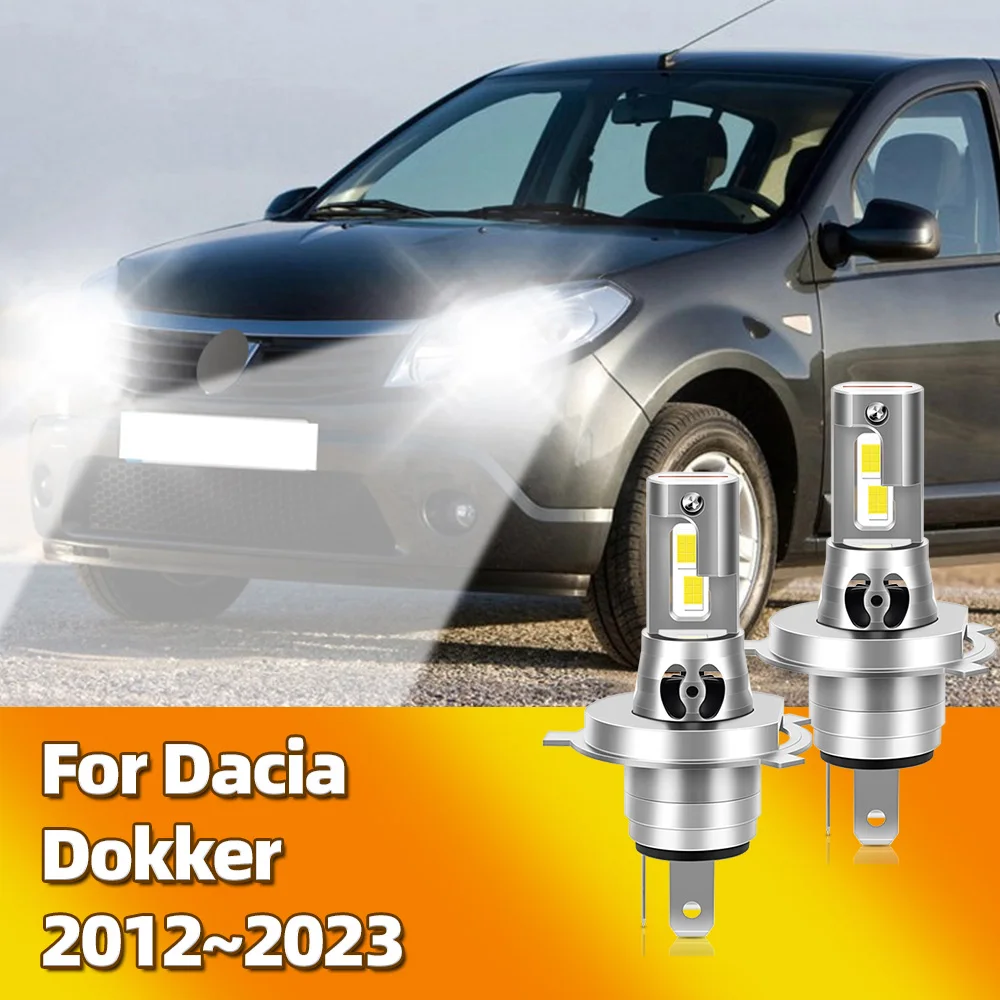 For Dacia Dokker 2012~2023 CSP 3570 Chip 30000LM 300W 6000K Car LED Headlight H4 Hi/Lo Wireless Headlamp Bulbs with Turbofan 12V