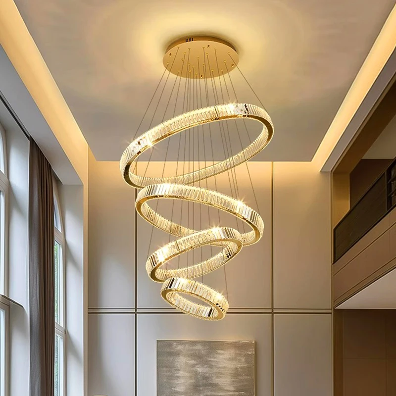 Imagem -05 - Modern Crystal Chandelier For Home Decoration Stair Pendant Lamp Living Room Pendant Lights Iluminação Interior